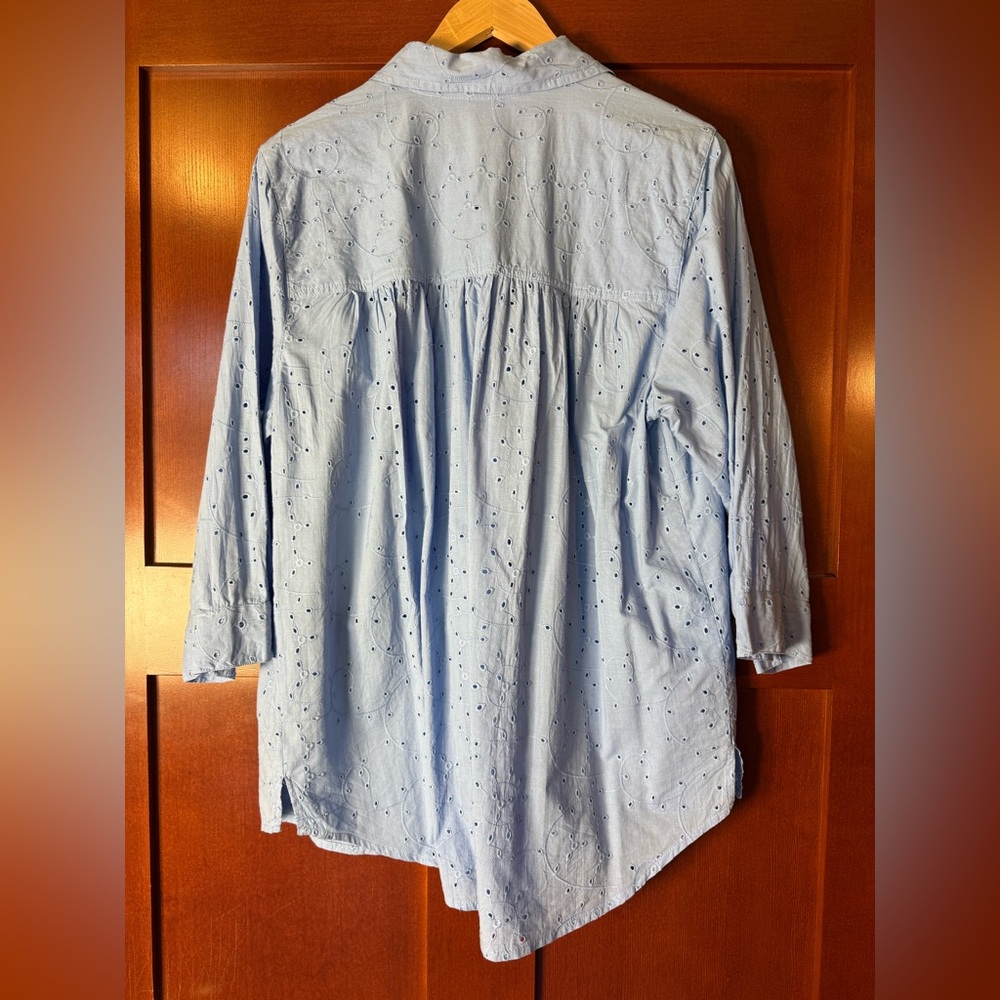 Caffé Marrakesh Blue Eyelet Blouse - Picture 5 of 5